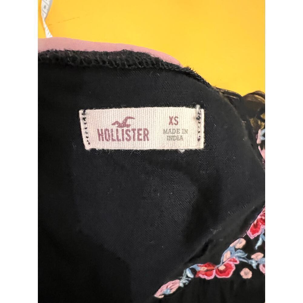 ☀️Hollister Black Floral Embroidered Mesh Sleeveless Tank Top Size XS - Picture 5 of 5